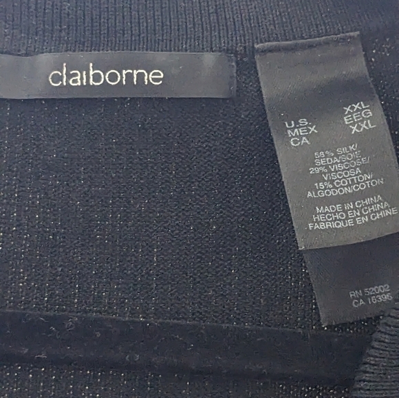 Claiborne Silk blend, collared black tan and blue lightweight sweater,XXL,GUC - Picture 3 of 3